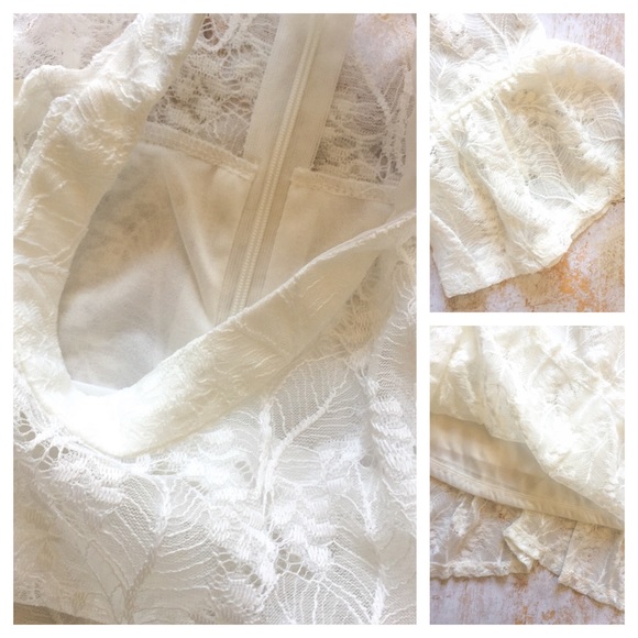 Delicate White Lace Bell Sleeve Dress - Picture 7 of 8